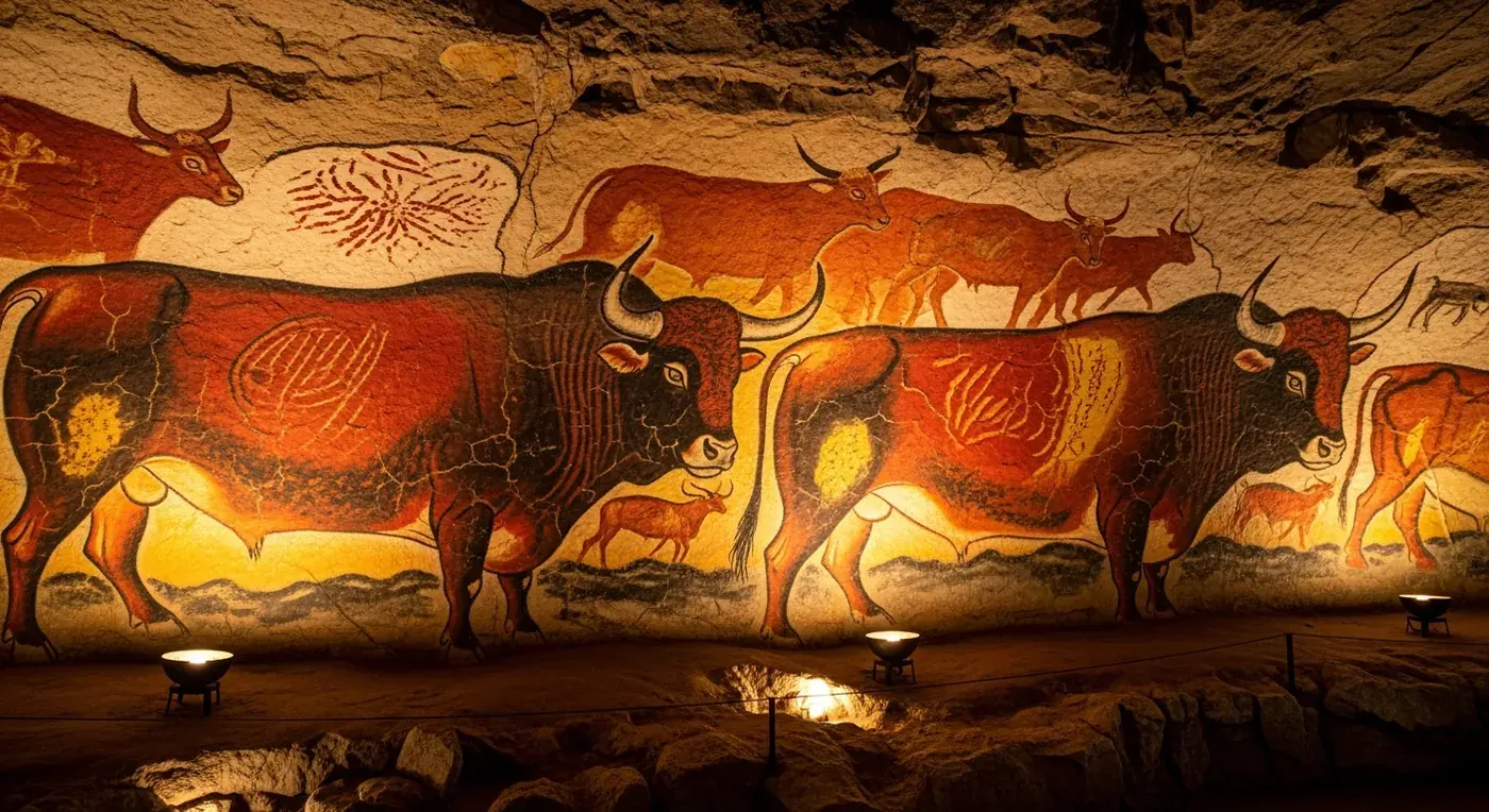 Salle des Taureaux de la grotte de Lascaux, réplique Lascaux IV