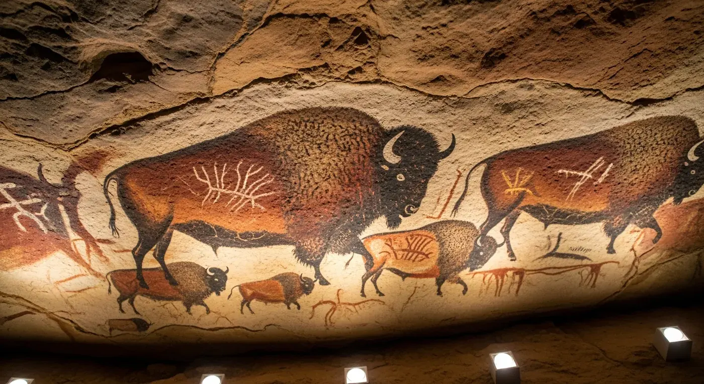 Bisonte policromado de Font-de-Gaume, en Les Eyzies, arte parietal magdaleniense original