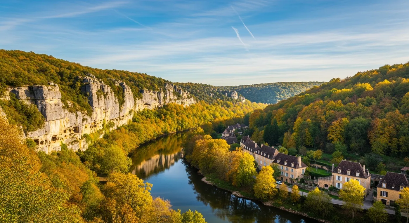 Vallée de la Vézère en Périgord Noir, destination du transfert privé Bordeaux → Lascaux
